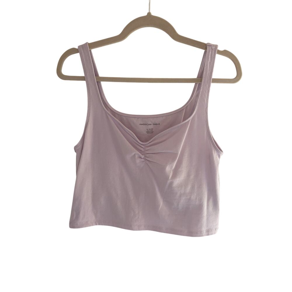 American Eagle Outfitters Women's Lilac Ruched Crop Tank Top XL